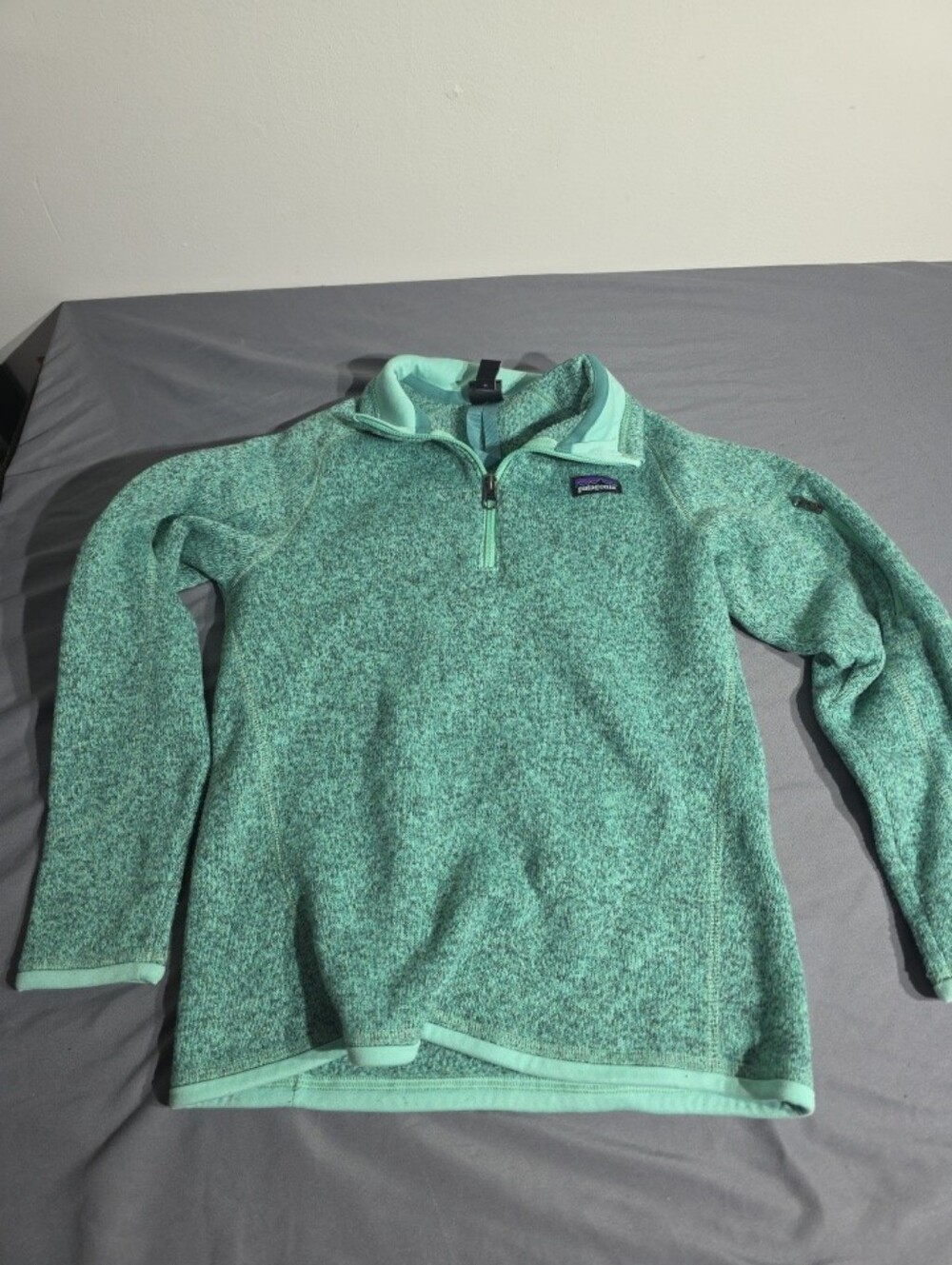 Patagonia Girls Mint-Green Heather Half-Zip Fleece Pullover